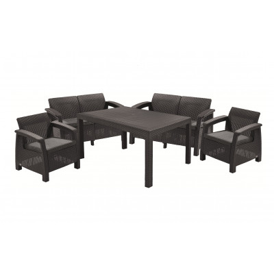 Keter zahradní set Corfu FIESTA grafit (2x křeslo + 2x lavice + stůl)